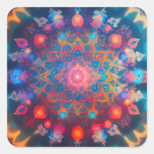Hippie Groovy Cosmic Design Square Sticker