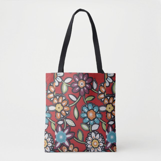 hippie groovy flower power tote bag (Front)