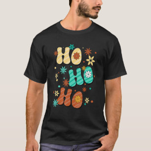 Hippie Groovy Ho Ho Ho Xmas Smiling Christmas T-Shirt