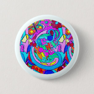 hippie groovy love 6 cm round badge