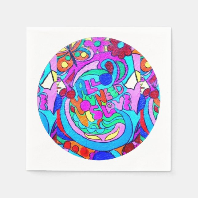 hippie groovy love circle napkin (Front)