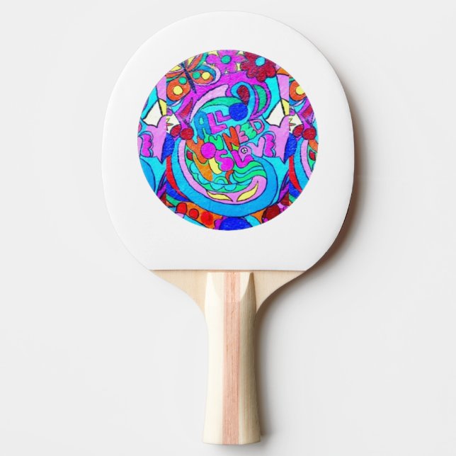 hippie groovy love circle ping pong paddle (Front)
