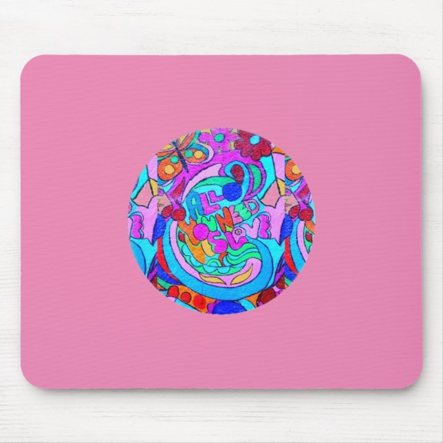 hippie groovy love circle pink mouse pad (Front)