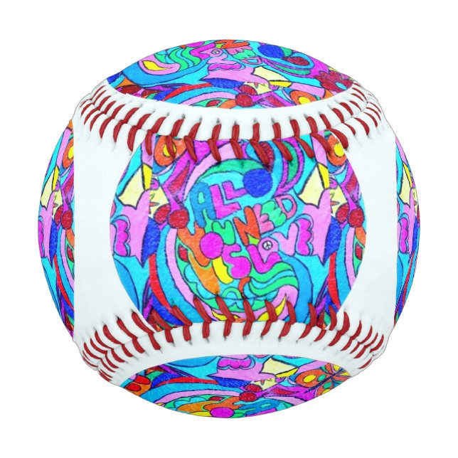 hippie groovy love circles baseball (Front)