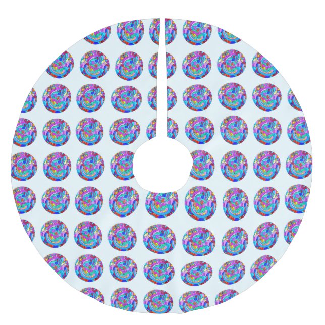 hippie groovy love circles brushed polyester tree skirt (Front)