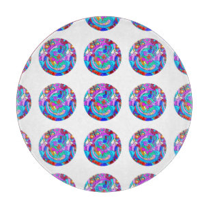 hippie groovy love circles cutting board