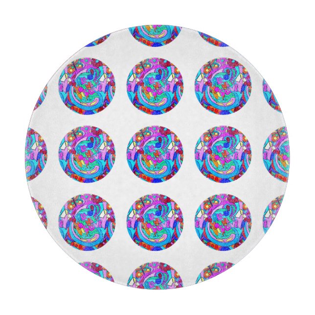hippie groovy love circles cutting board (Front)