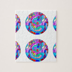 hippie groovy love circles jigsaw puzzle