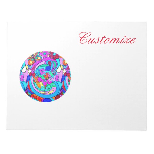 hippie groovy love circles notepad (Front)