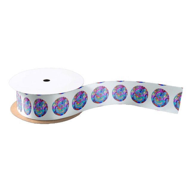 hippie groovy love circles satin ribbon (Spool)