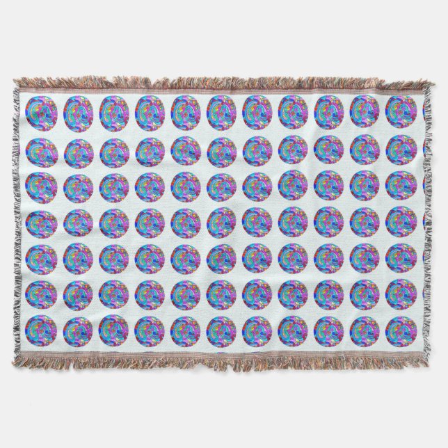 hippie groovy love circles throw blanket (Front)