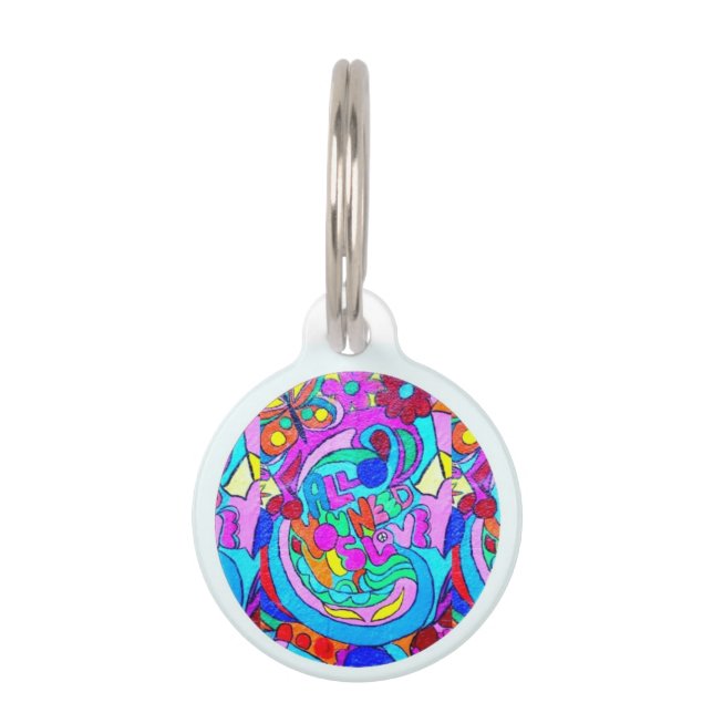 hippie groovy love pet tag (Front)
