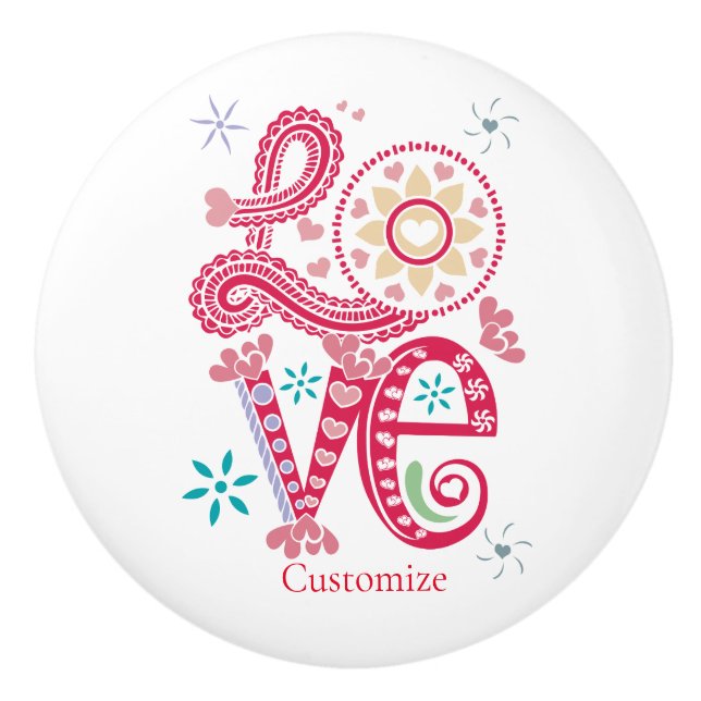 Hippie Groovy Love Sign Thunder_Cove Ceramic Knob (Front)