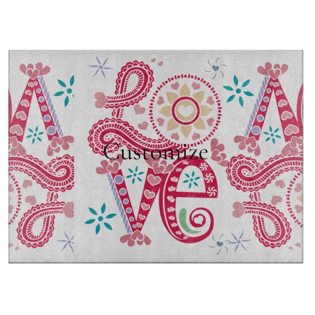 Hippie Groovy Love Sign Thunder_Cove Cutting Board (Front)