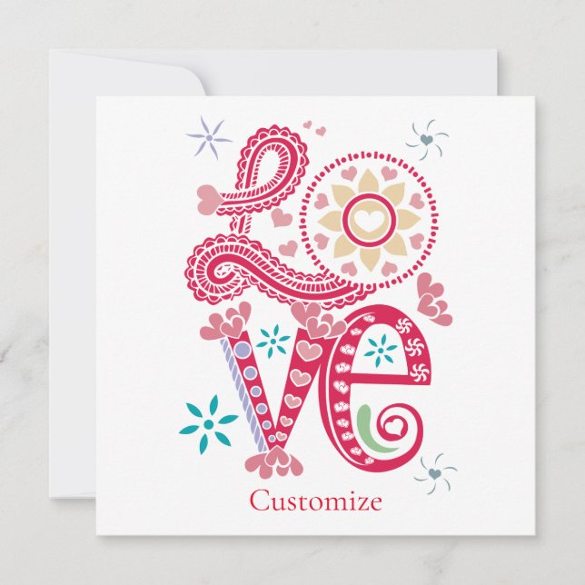 Hippie Groovy Love Sign Thunder_Cove Invitation (Front)