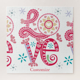 Hippie Groovy Love Sign Thunder_Cove Jigsaw Puzzle