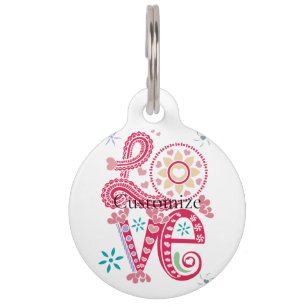 Hippie Groovy Love Sign Thunder_Cove Pet Tag
