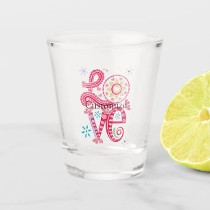 Hippie Groovy Love Sign Thunder_Cove Shot Glass