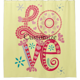 Hippie Groovy Love Sign Thunder_Cove Shower Curtain