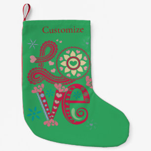 Hippie Groovy Love Sign Thunder_Cove Small Christmas Stocking