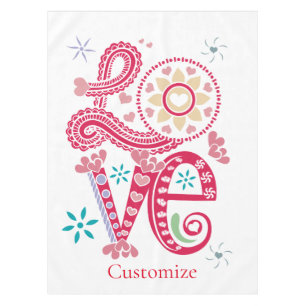 Hippie Groovy Love Sign Thunder_Cove Tablecloth