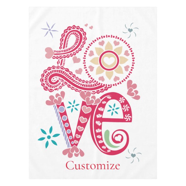 Hippie Groovy Love Sign Thunder_Cove Tablecloth (Front)