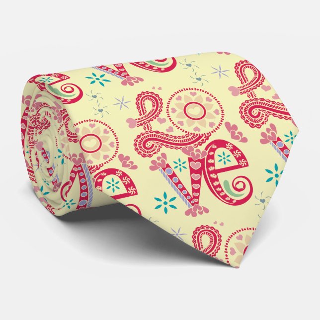 Hippie Groovy Love Sign Thunder_Cove Tie (Rolled)