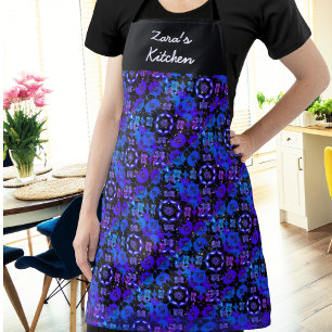 Hippie Groovy Pattern Blue Purple Personalised Apron