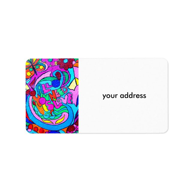 hippie groovy peace and love label (Front)