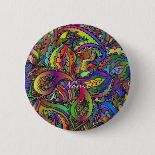 Hippie Groovy Psychedelic Design Thunder_Cove 6 Cm Round Badge