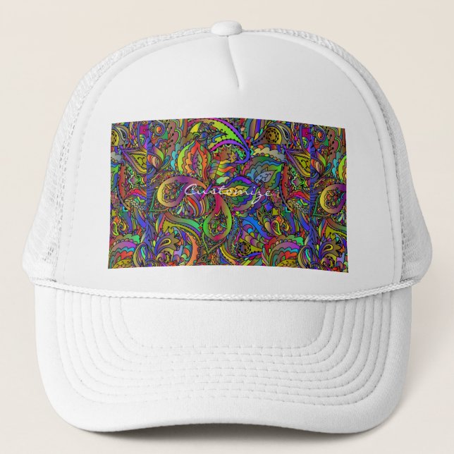 Hippie Groovy Psychedelic Design Thunder_Cove Trucker Hat (Front)