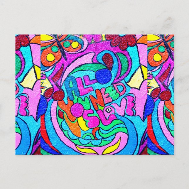 hippie groovy psychedelic love postcard (Front)