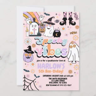 Hippie Groovy Spooky Vibes Halloween Birthday Invitation