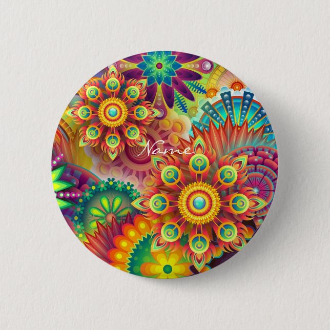 Hippie Groovy Techno Psychedelic Thunder_Cove 6 Cm Round Badge (Front)