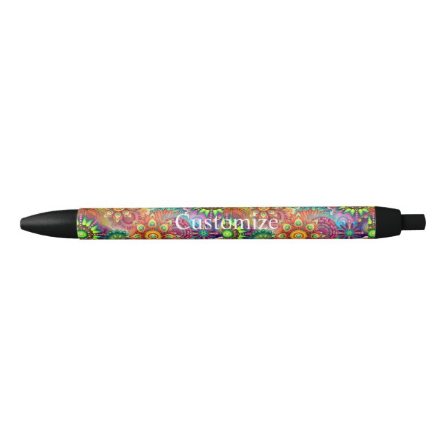 Hippie Groovy Techno Psychedelic Thunder_Cove Black Ink Pen (Front)