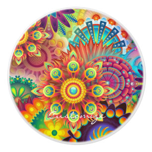 Hippie Groovy Techno Psychedelic Thunder_Cove Ceramic Knob