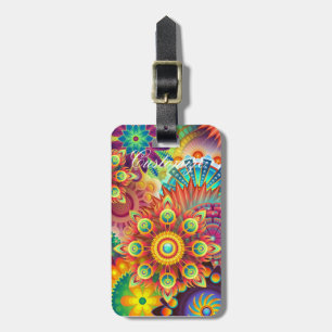 Hippie Groovy Techno Psychedelic Thunder_Cove Luggage Tag