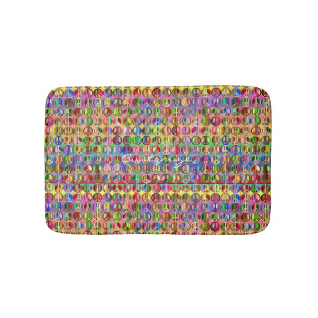 hippie groovyThunder_Cove peace symbols Bath Mat (Front)