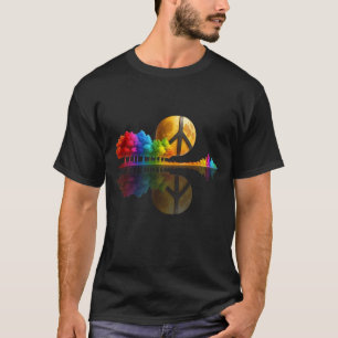 Hippie Guitar Moon Guitarist Musician Peace Sign R T-Shirt