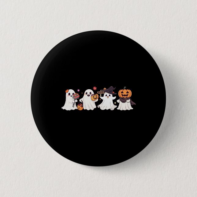 Hippie Halloween Cute Ghost Boo Spooky Season Pump 6 Cm Round Badge (Front)