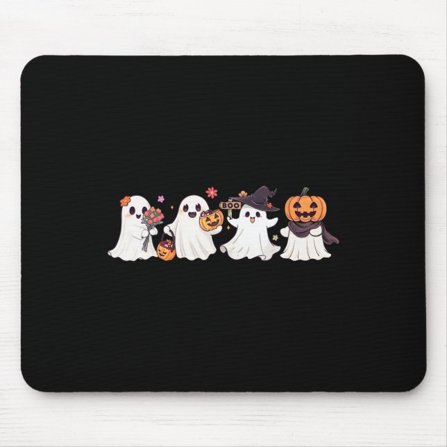 Hippie Halloween Cute Ghost Boo Spooky Season Pump Mouse Pad (Front)