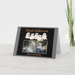 Hippie Halloween Cute hippie Ghosts photo folded Card