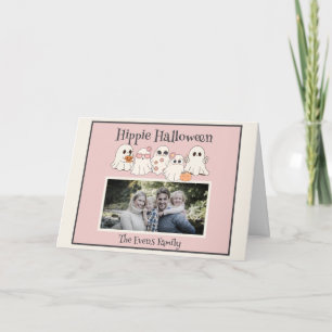 Hippie Halloween Cute hippie Ghosts photo folded Card