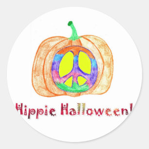 Hippie Halloween Funny Pumpkin Sticker