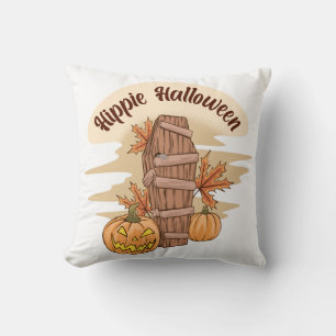 Hippie Halloween Ghost Funny Halloween Groovy Cushion