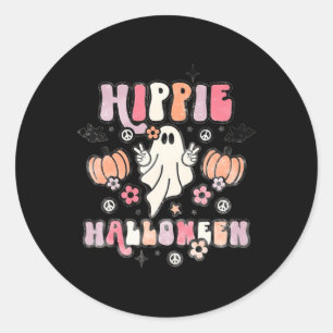 Hippie Halloween Ghost s s Costume Groovy Spooky S Classic Round Sticker