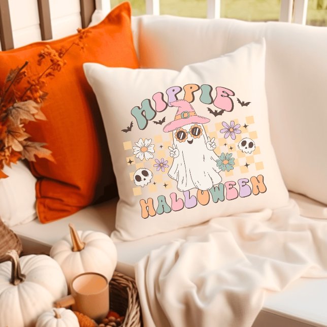 Hippie Halloween Groovy Retro Cushion (Creator Uploaded)