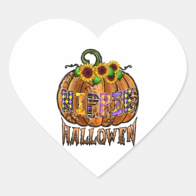 Hippie Halloween Heart Sticker (Front)
