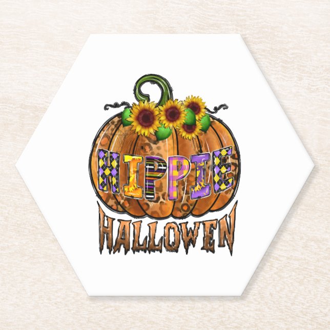 Hippie Halloween Paper Coaster (Front)