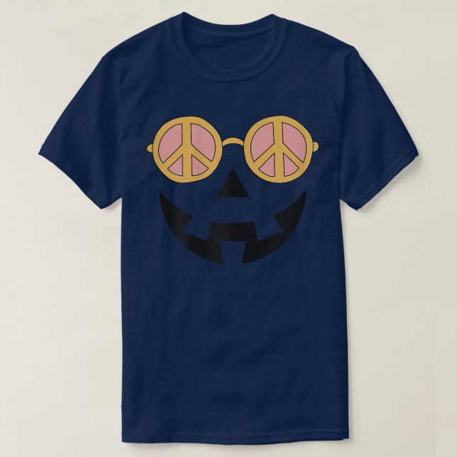 Hippie Halloween Pumpkin Peace Sign Sunglasses for T-Shirt (Design Front)